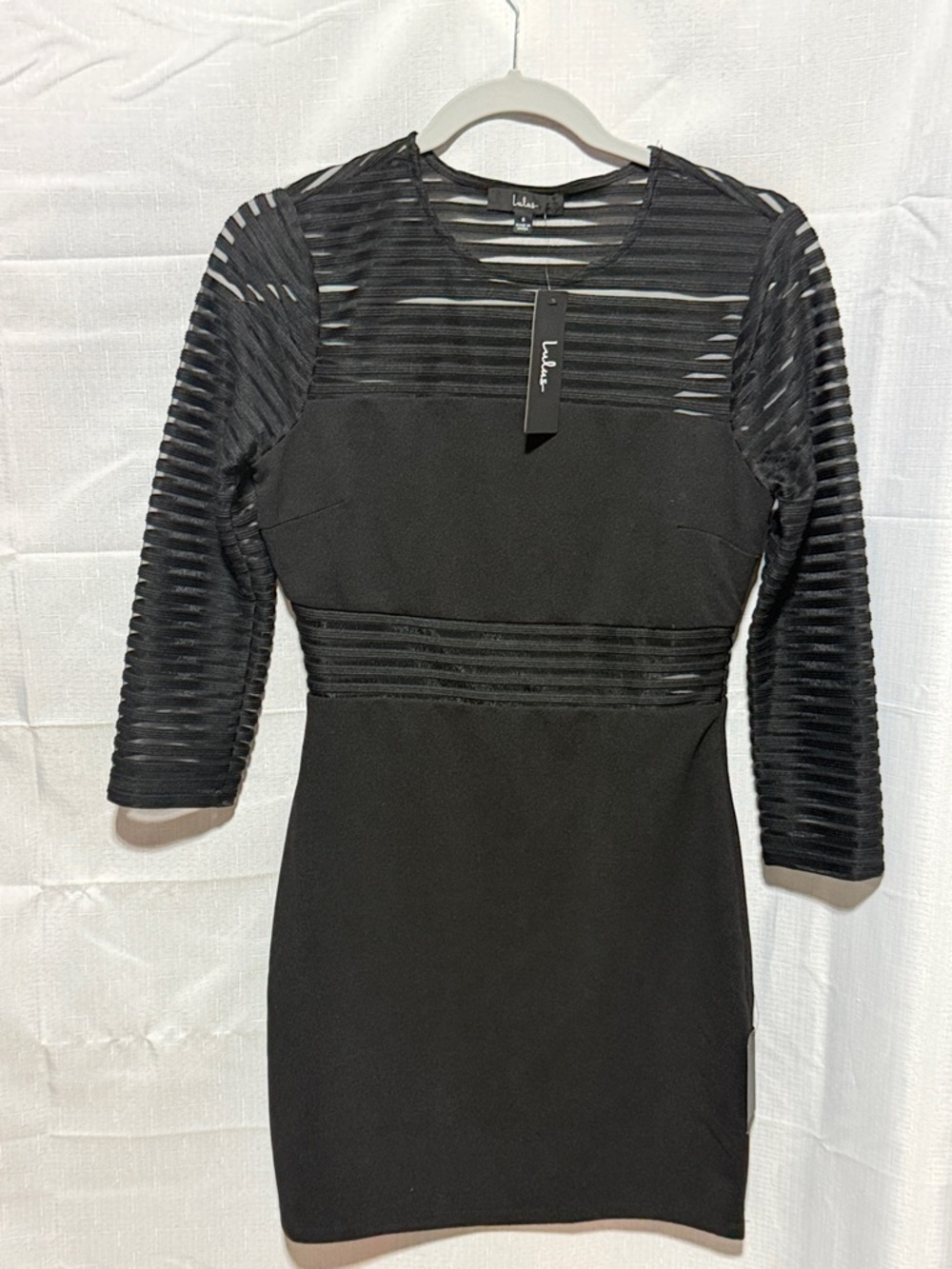Lulus Perfect Mesh Black Bodycon Dress NWT
